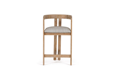 Modrest Belton Modern Off White Fabric & White Wash Oak Counter Chair Model VGMY-3719-26-OFFWHT