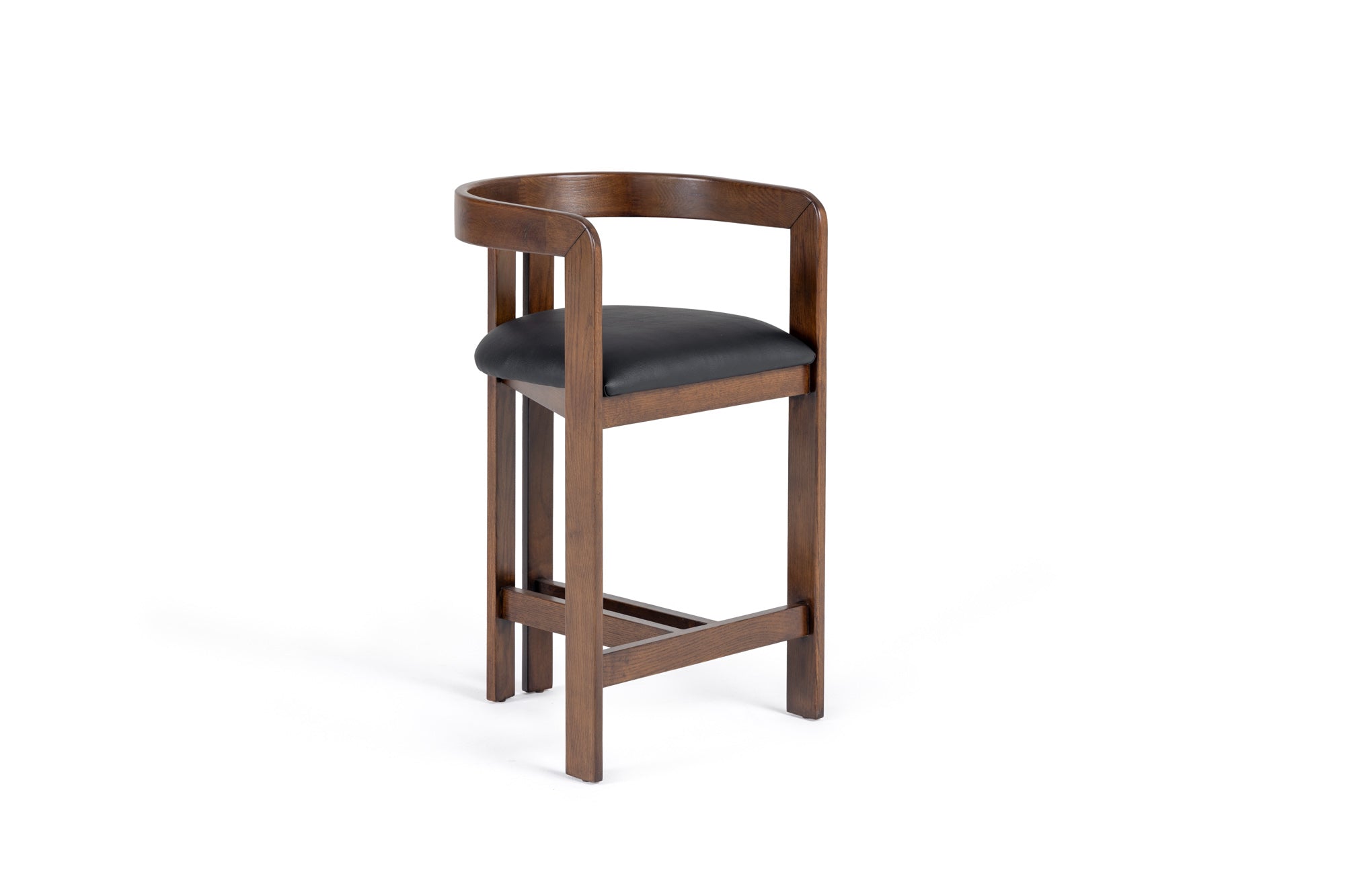 Modrest Belton Modern Black Vegan Leather & Brown Oak Counter Chair Model VGMY-3719-26-BLK
