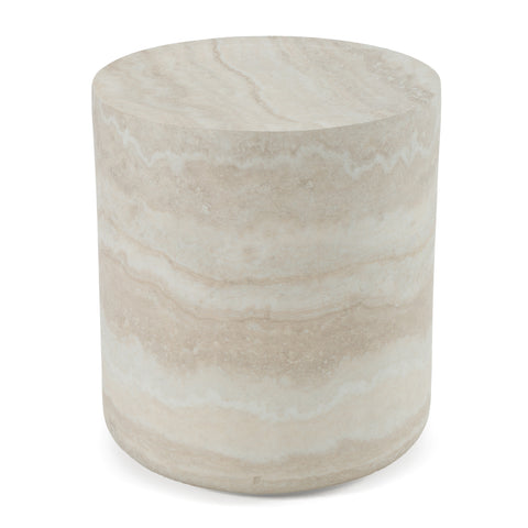 Modrest Benji Modern Faux Travertine Round End Table Model VGIP-ST901