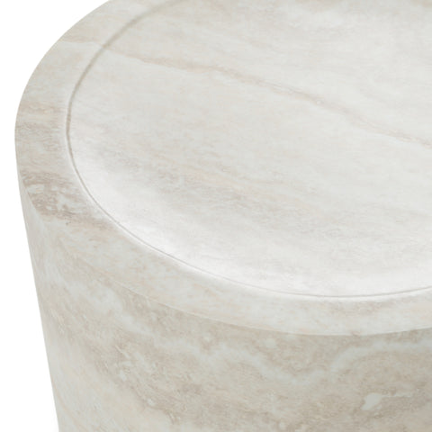 Modrest Benji Modern Faux Travertine Round End Table Model VGIP-ST901