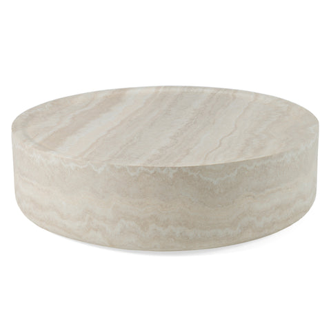 Modrest Benji Modern Faux Travertine Round Small Coffee Table Model VGIP-ST902