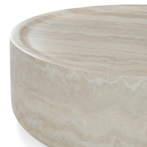 Modrest Benji Modern Faux Travertine Round Small Coffee Table Model VGIP-ST902