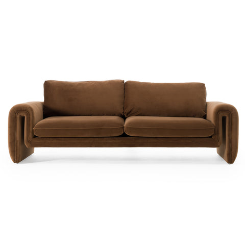 Divani Casa Bentley Modern Brown Velvet Sofa Model VGAH-AG146-3-BRN