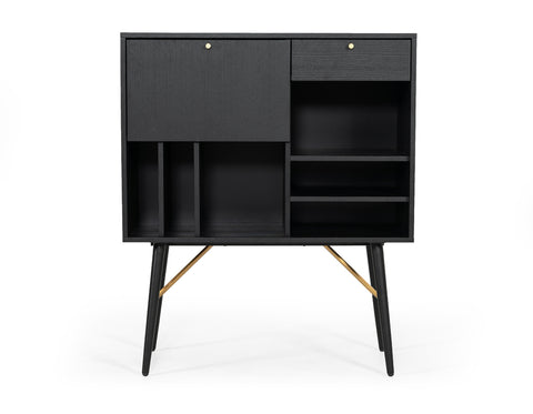 Modrest Billy Modern Black Oak & Gold Tall Buffet Model VGDWJ9584-1