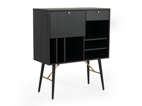 Modrest Billy Modern Black Oak & Gold Tall Buffet Model VGDWJ9584-1