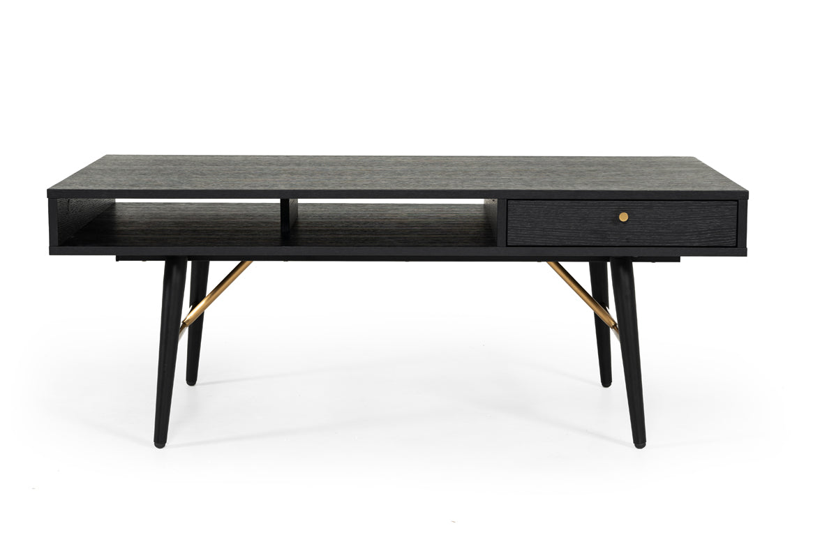 Modrest Billy Modern Black Oak & Gold Coffee Table Model VGDWJ5705