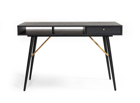 Modrest Billy Modern Black Oak & Gold Office Desk Model VGDWJ3496