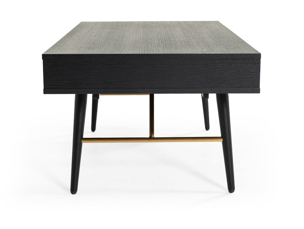Modrest Billy Modern Black Oak & Gold Coffee Table Model VGDWJ5705