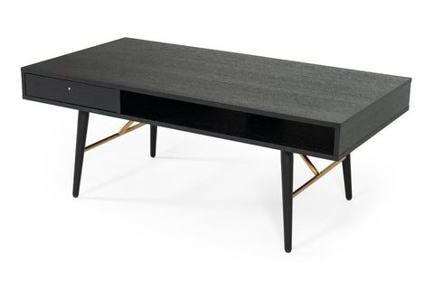 Modrest Billy Modern Black Oak & Gold Coffee Table Model VGDWJ5705