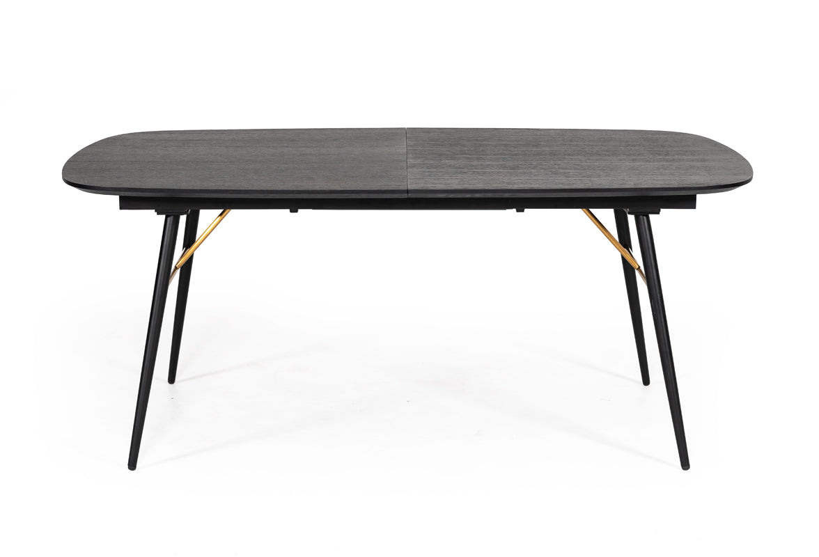 Modrest Billy Modern Black Oak & Gold Extendable Dining Table Model VGDWJ3498