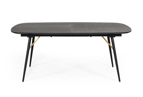 Modrest Billy Modern Black Oak & Gold Extendable Dining Table Model VGDWJ3498