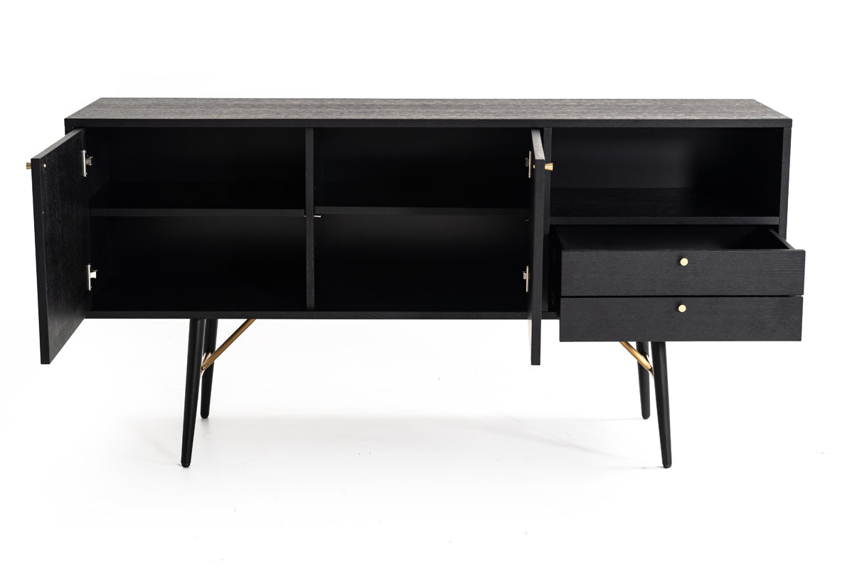 Modrest Billy Modern Black Oak & Gold Buffet Model VGDWJ9580-1