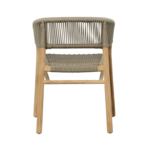 Bettina Natural Wood Finish and Taupe Rope Outdoor Dining Chair