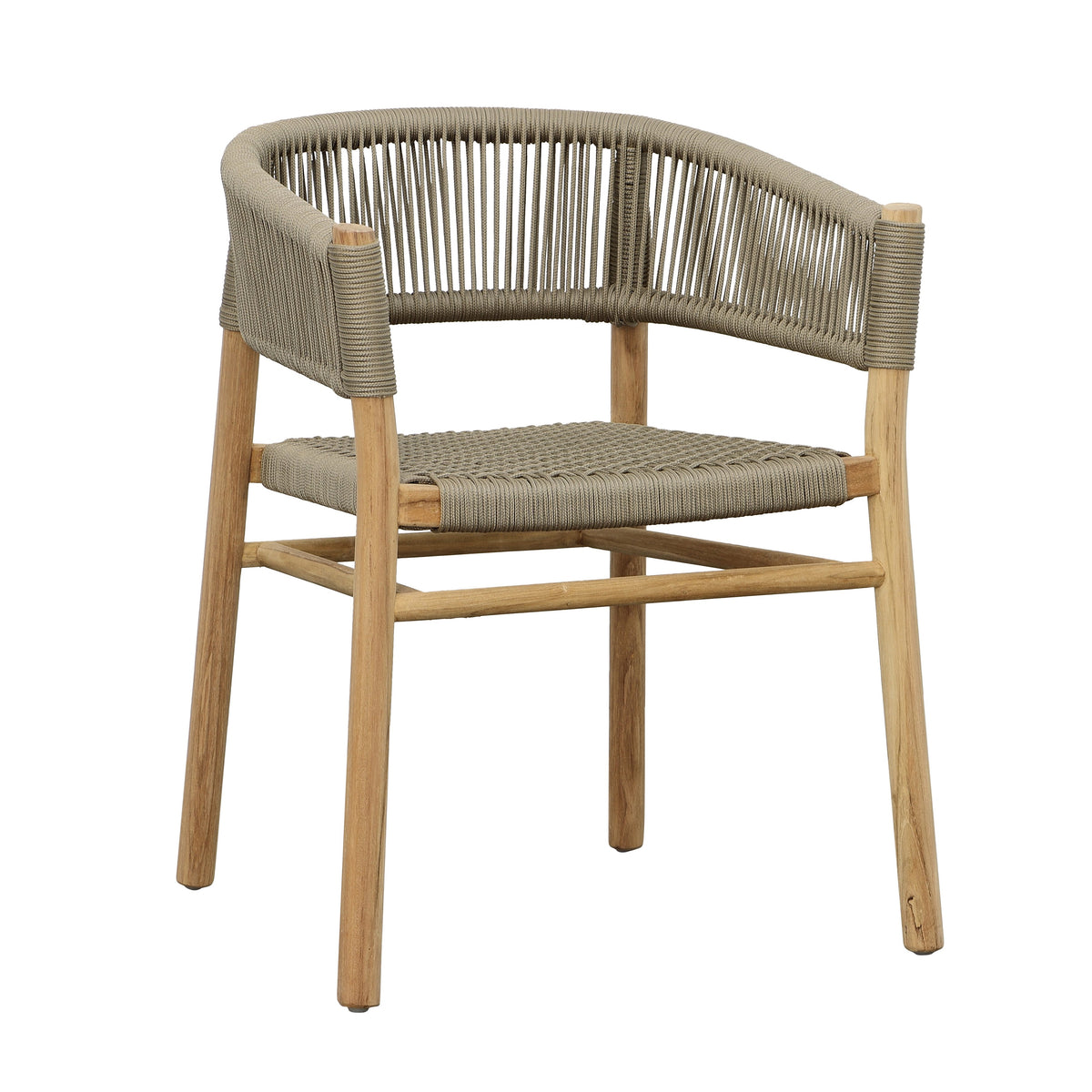 Bettina Natural Wood Finish and Taupe Rope Outdoor Dining Chair