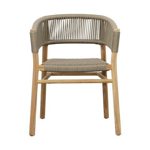 Bettina Natural Wood Finish and Taupe Rope Outdoor Dining Chair