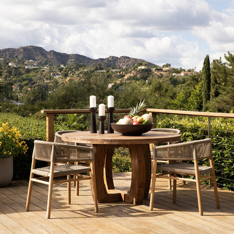 Bettina Natural Wood Finish and Taupe Rope Outdoor Dining Chair
