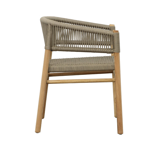 Bettina Natural Wood Finish and Taupe Rope Outdoor Dining Chair