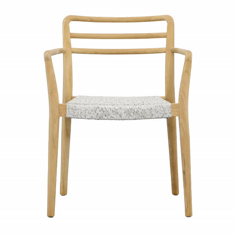 Detta Natural Wood Finish Frame and White Weave Outdoor Dining Chair