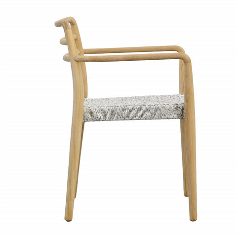Detta Natural Wood Finish Frame and White Weave Outdoor Dining Chair