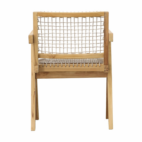 Ursula Natural Wood Finish Frame with Taupe Weave Outdoor Dining Chair
