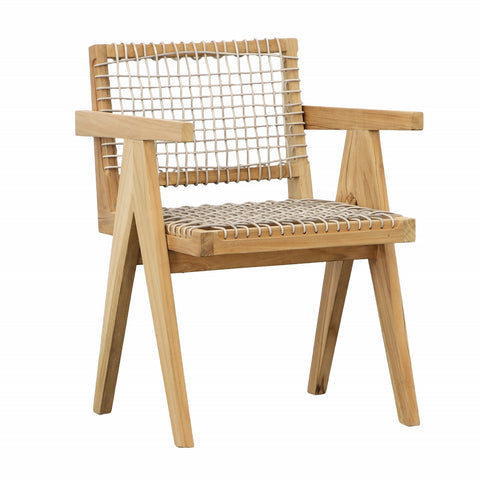 Ursula Natural Wood Finish Frame with Taupe Weave Outdoor Dining Chair