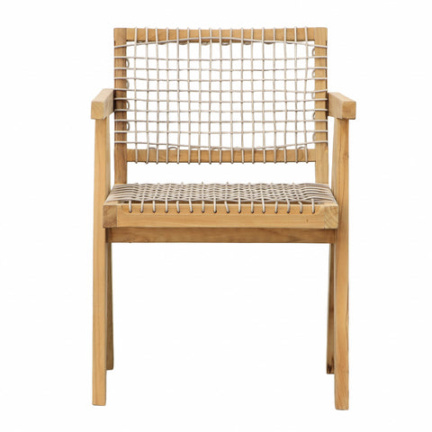 Ursula Natural Wood Finish Frame with Taupe Weave Outdoor Dining Chair