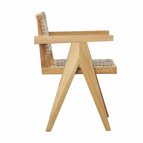 Ursula Natural Wood Finish Frame with Taupe Weave Outdoor Dining Chair