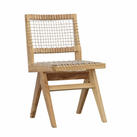 Margit Natural Wood Finish Frame with Taupe Weave Outdoor Dining Chair