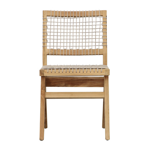 Margit Natural Wood Finish Frame with Taupe Weave Outdoor Dining Chair