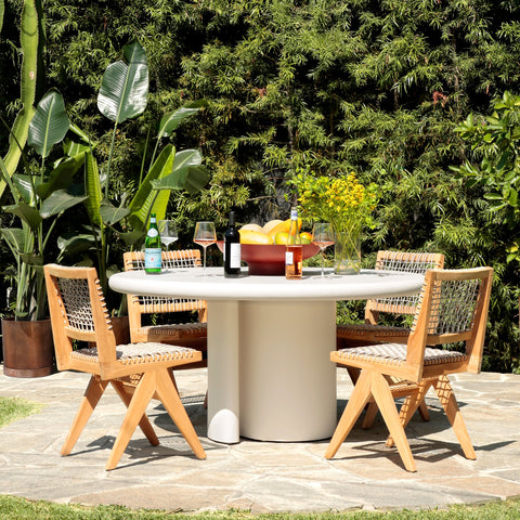 Margit Natural Wood Finish Frame with Taupe Weave Outdoor Dining Chair