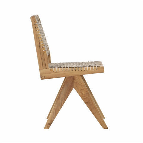 Margit Natural Wood Finish Frame with Taupe Weave Outdoor Dining Chair