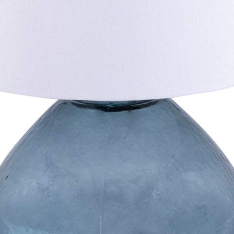 Elsa Smoked Transparent Blue Finish and White Linen Table Lamp