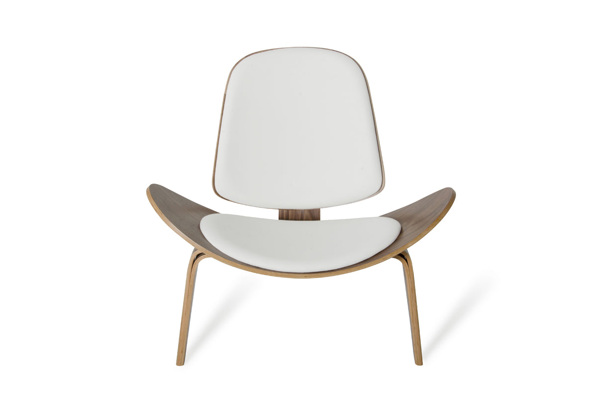 Modrest Warren Mid Century White & Walnut Accent Chair Model VGBNBLS-01WL-WHT