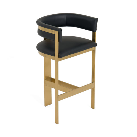 Modrest Boswell Modern Black & Matte Gold Barstool Model VGRH-RHS-BS-158-BLKGLD