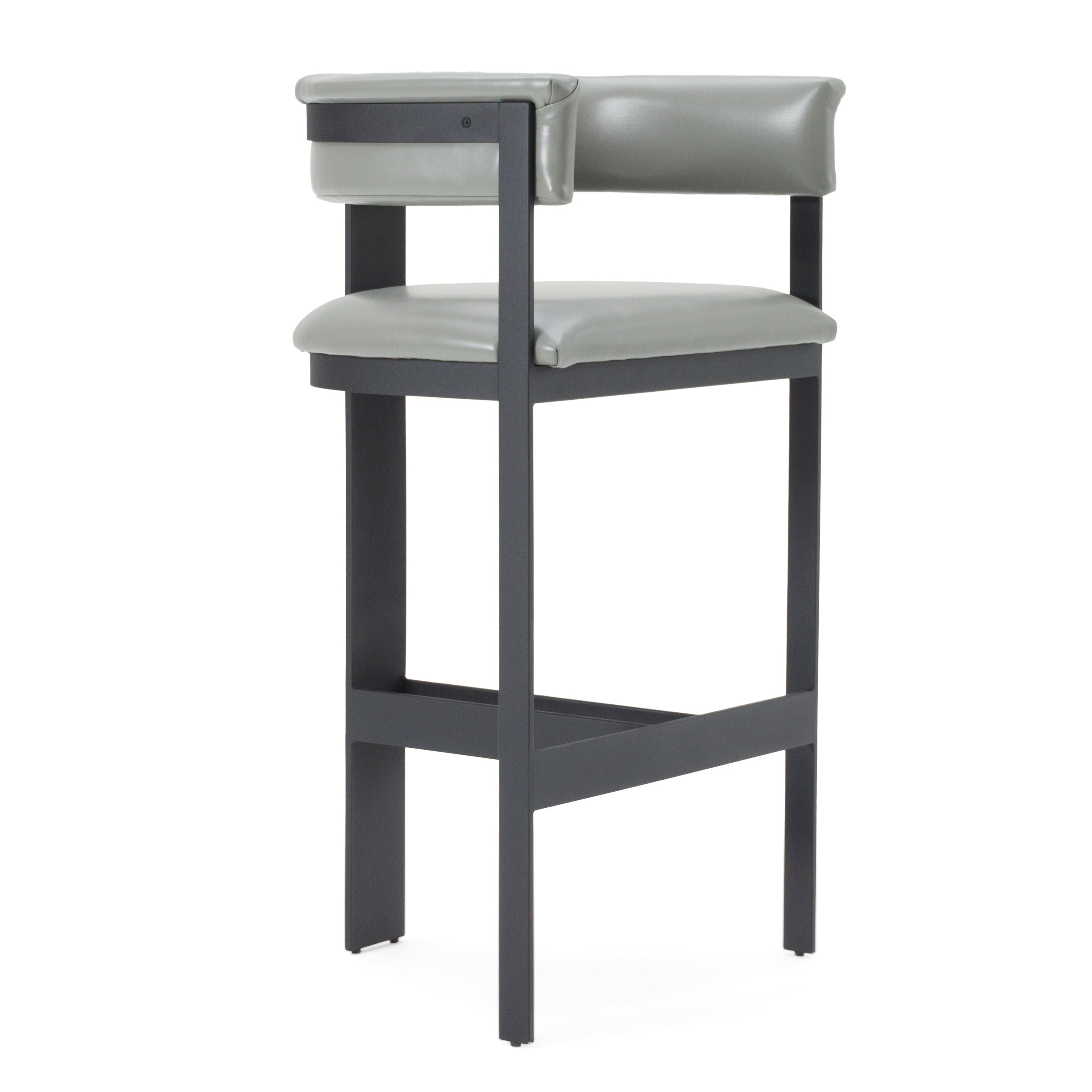 Modrest Boswell Modern Grey Faux Leather & Black Barstool Model VGRH-RHS-BS-158-GRYBLK