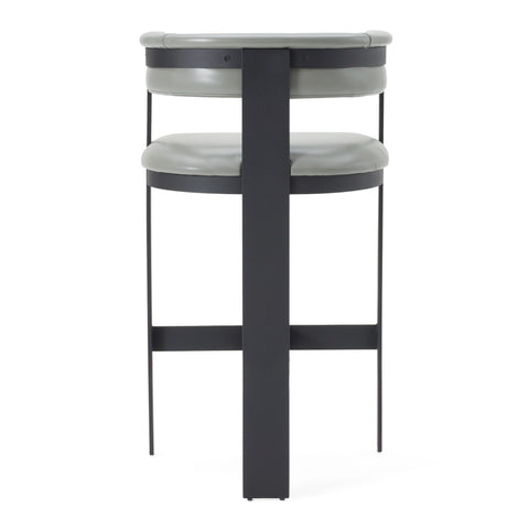 Modrest Boswell Modern Grey Faux Leather & Black Barstool Model VGRH-RHS-BS-158-GRYBLK