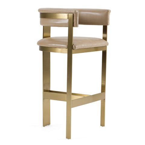 Modrest Boswell Modern Brown Faux Leather & Gold Barstool Model VGRH-RHS-BS-158-BRNGLD