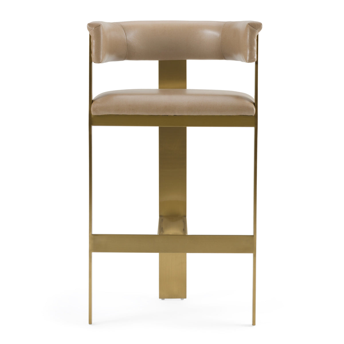 Modrest Boswell Modern Brown Faux Leather & Gold Barstool Model VGRH-RHS-BS-158-BRNGLD