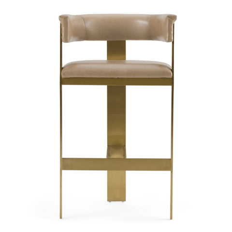 Modrest Boswell Modern Brown Faux Leather & Gold Barstool Model VGRH-RHS-BS-158-BRNGLD
