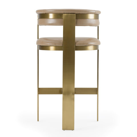 Modrest Boswell Modern Brown Faux Leather & Gold Barstool Model VGRH-RHS-BS-158-BRNGLD