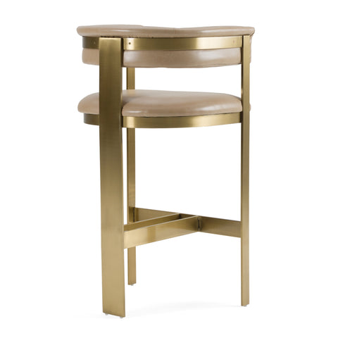 Modrest Boswell Modern Brown Faux Leather & Gold Barstool Model VGRH-RHS-BS-158-BRNGLD