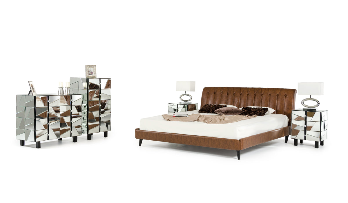 Modrest Bourbon Modern Brown Leather Bed Model VG2TBF-AU01-51