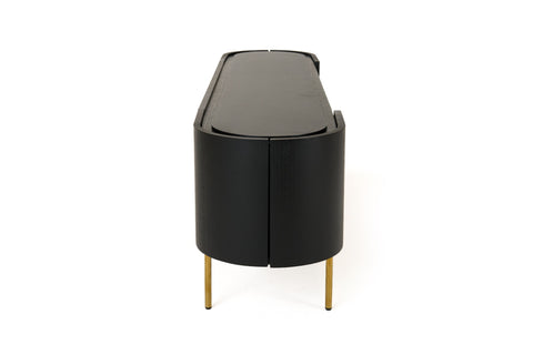 Modrest Bowie Mid Century Modern Black Oak & Brass Tv Stand Model VGDWJ9942