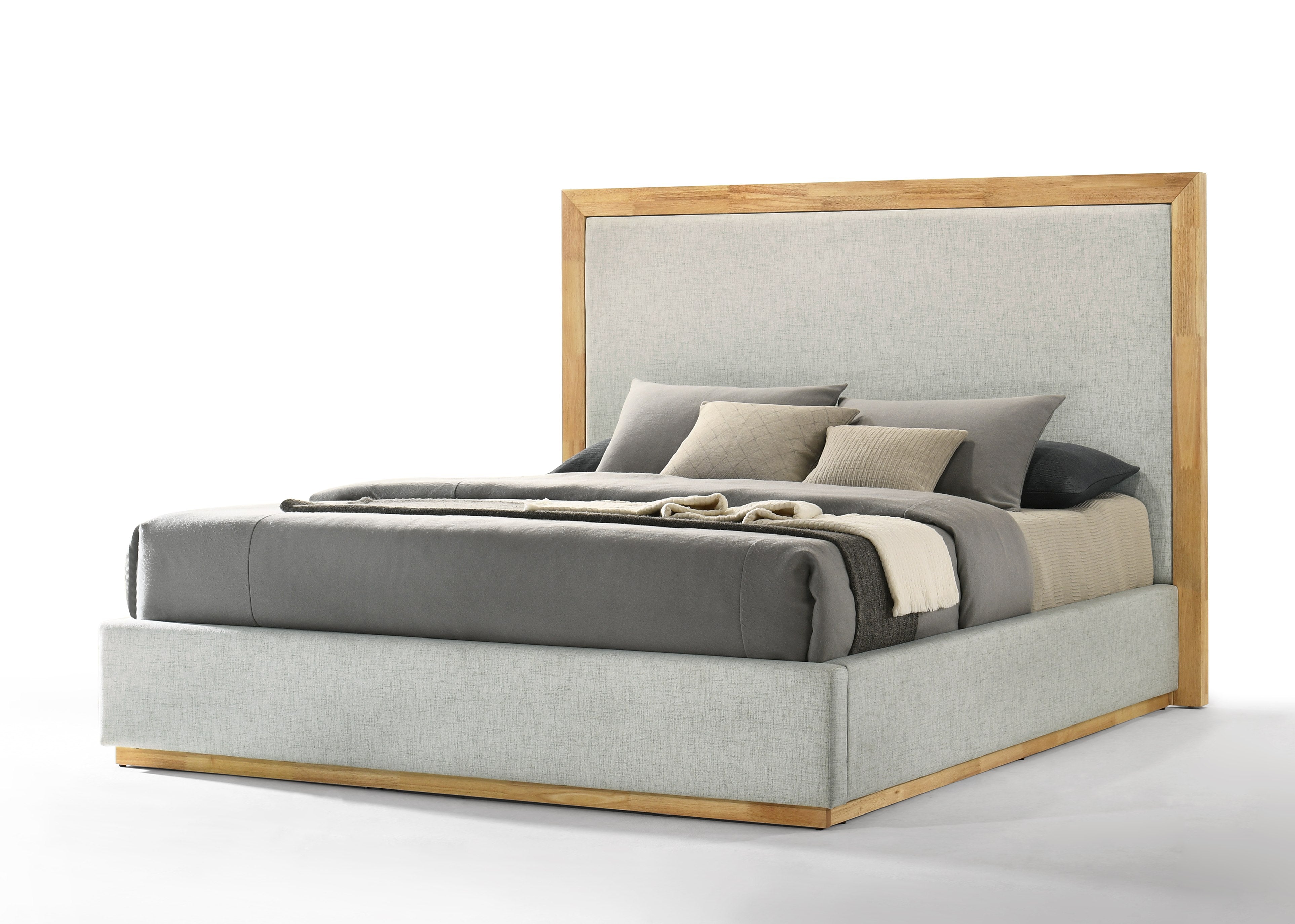 Eastern King Nova Domus Santa Barbara Modern Grey Fabric & Natural Bed Model VGMABR-152-BED-EK
