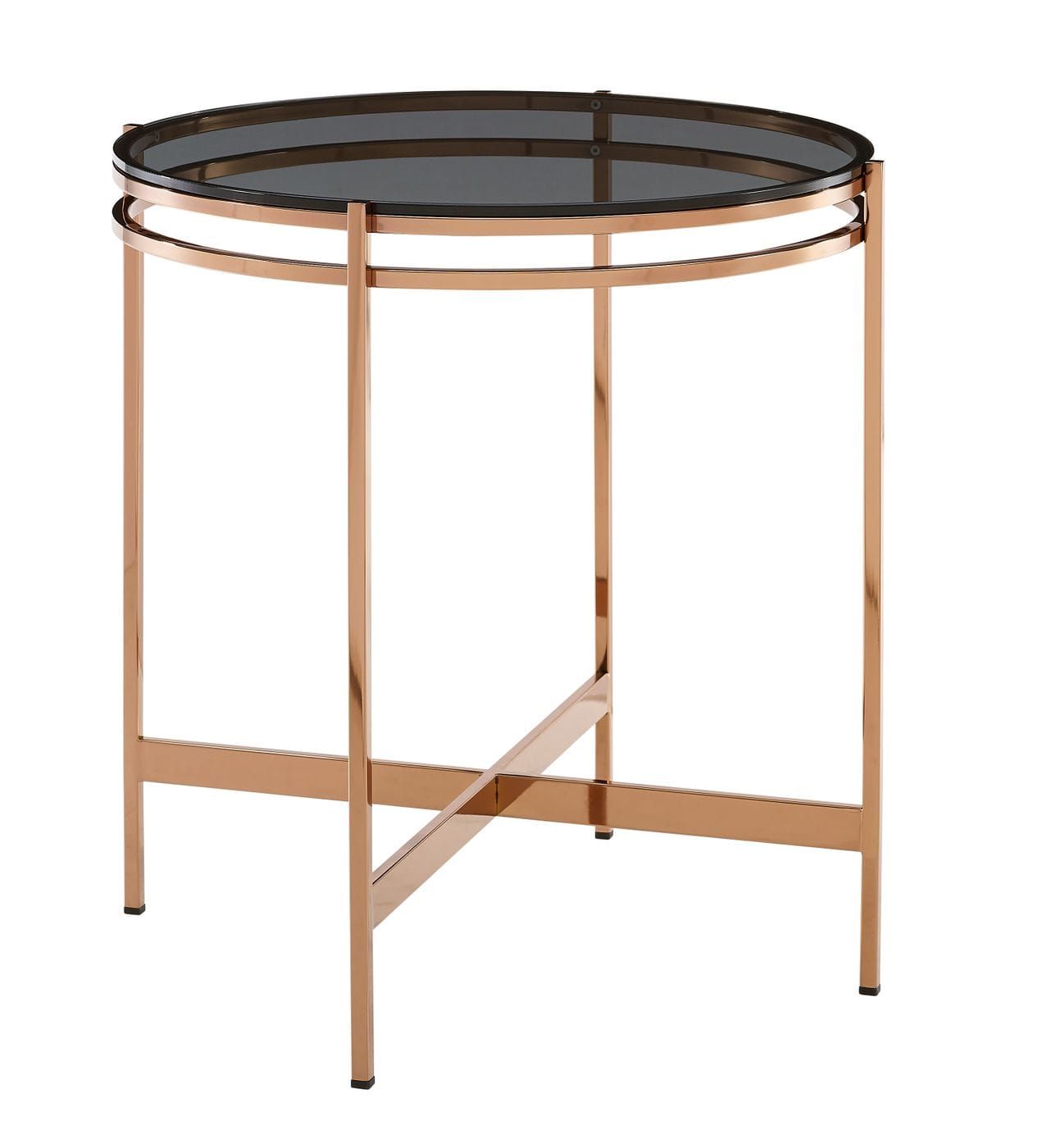 Modrest Bradford Modern Smoked Glass & Rosegold Small End Table Model VGEWCT1011-1AA-ET