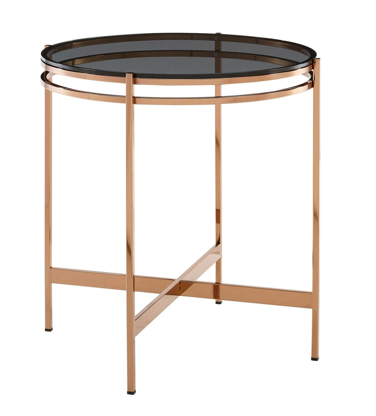 Modrest Bradford Modern Smoked Glass & Rosegold Small End Table Model VGEWCT1011-1AA-ET