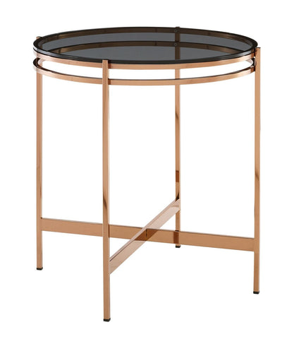 Modrest Bradford Modern Smoked Glass & Rosegold Small End Table Model VGEWCT1011-1AA-ET
