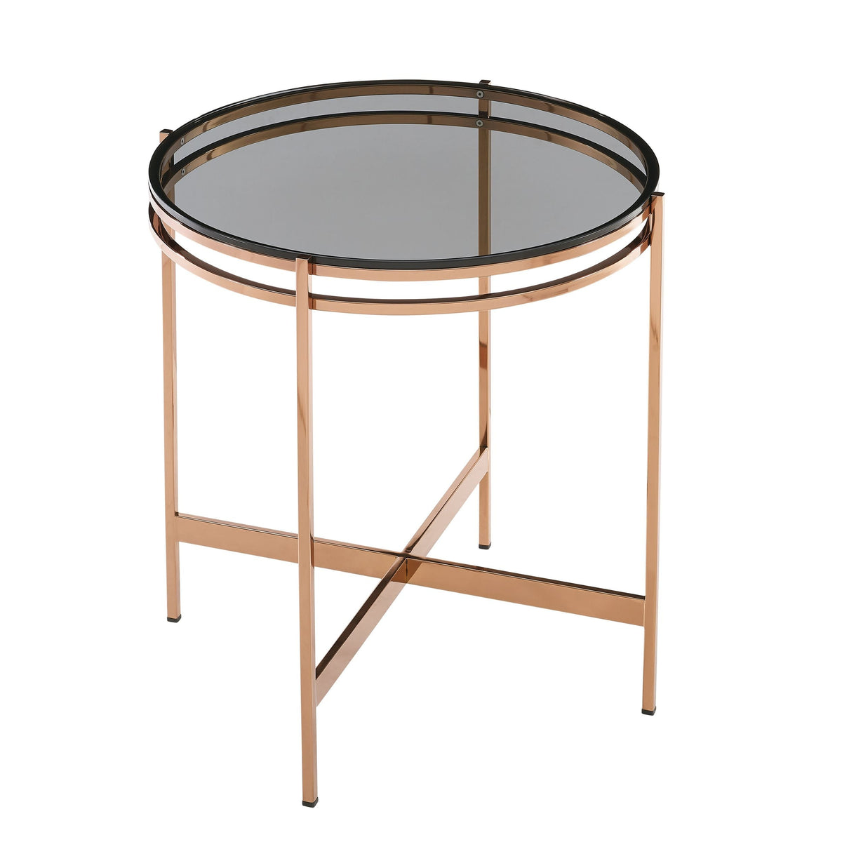 Modrest Bradford Modern Smoked Glass & Rosegold End Table Model VGEWCT1011-1BA-ET