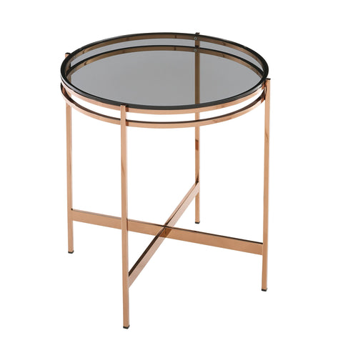 Modrest Bradford Modern Smoked Glass & Rosegold End Table Model VGEWCT1011-1BA-ET