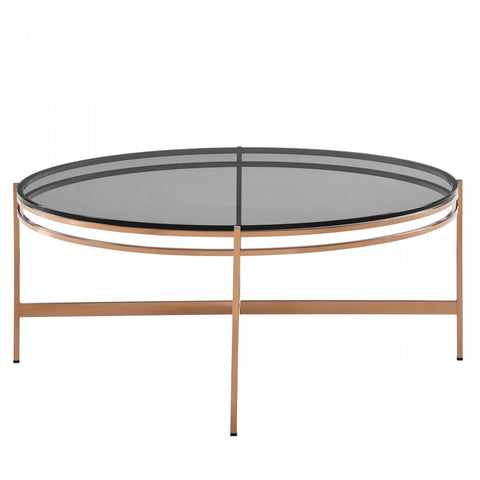 Modrest Bradford Modern Smoked Glass & Rosegold Coffee Table Model VGEWCT1011-3AA-CT